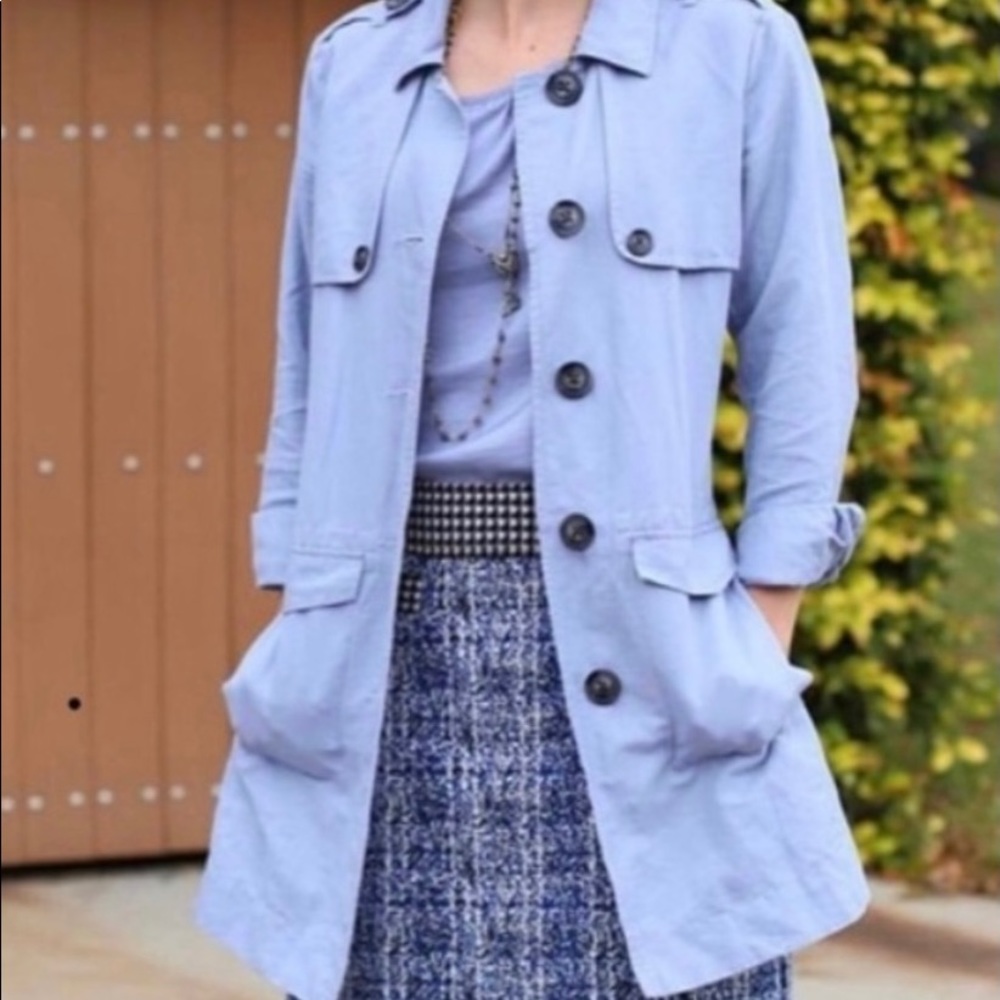 NWOT, CABi Tanner Trench Coat Periwinkle Blue, Size M